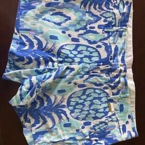 Blue and White Patterned Shorts